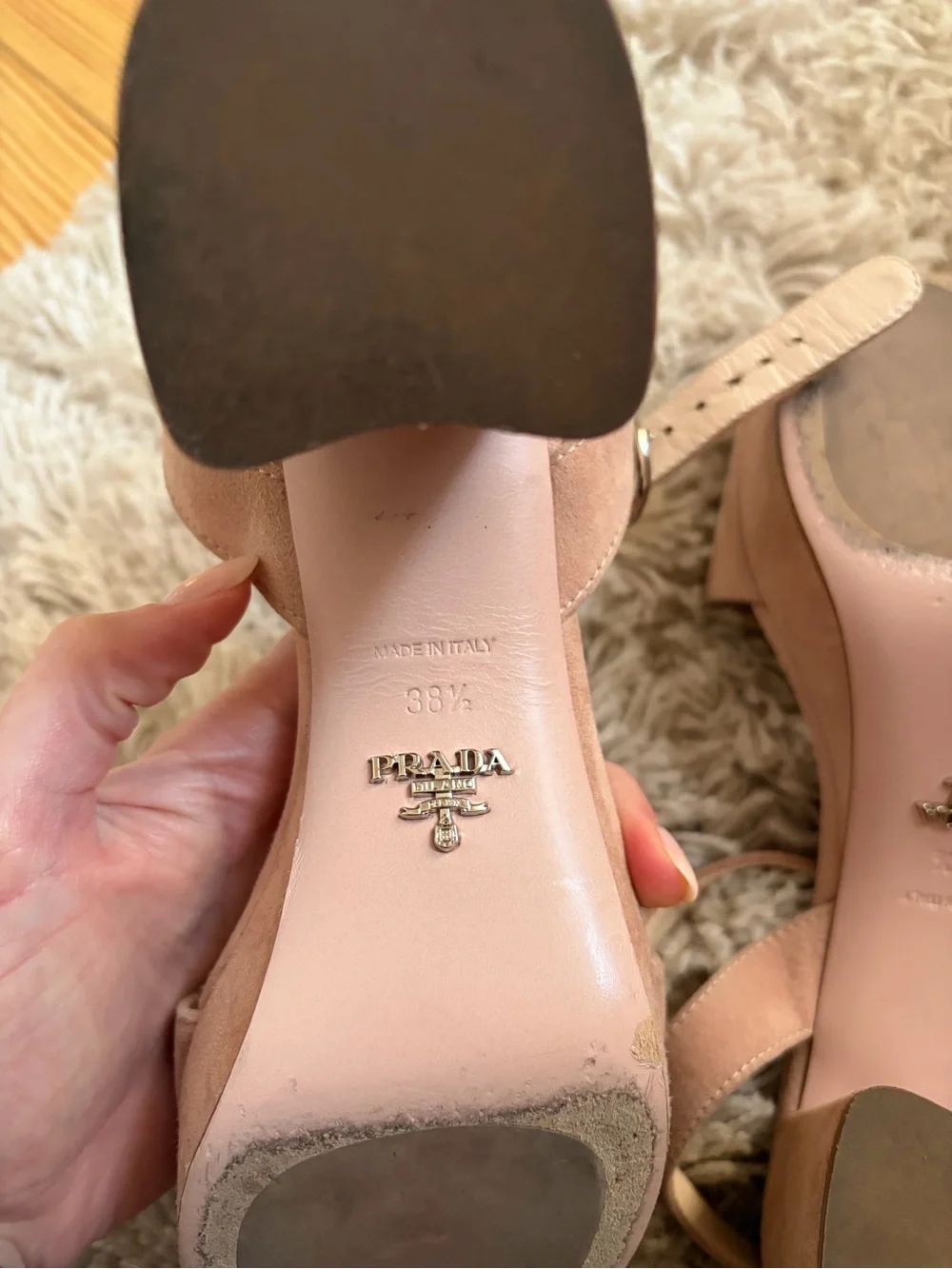 Prada Suede Platform Sandal 38.5